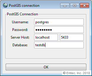 PostGIS database credentials